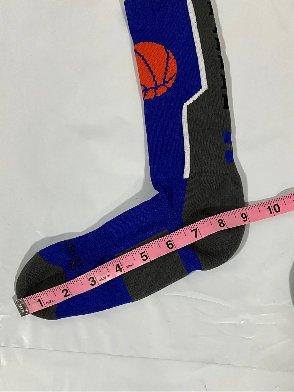 Mad Sports Stuff Baller Basketball Crew Socks Blue Gray Orange NWOT